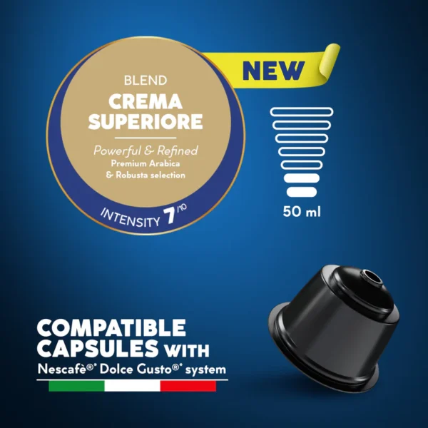 کپسول جدید کرما سوپریوره، سازگار با دستگاه‌های قهوه‌ساز ®Nescafè* Dolce Gusto®*